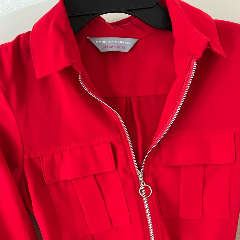 Zippered Red Midi Dress